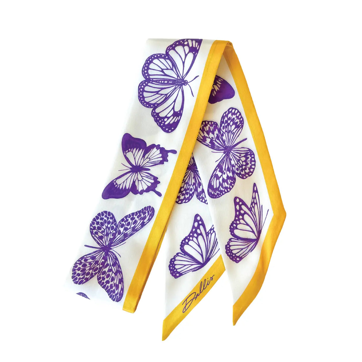 The Mariposa Twilly in Purple & Gold Scarf