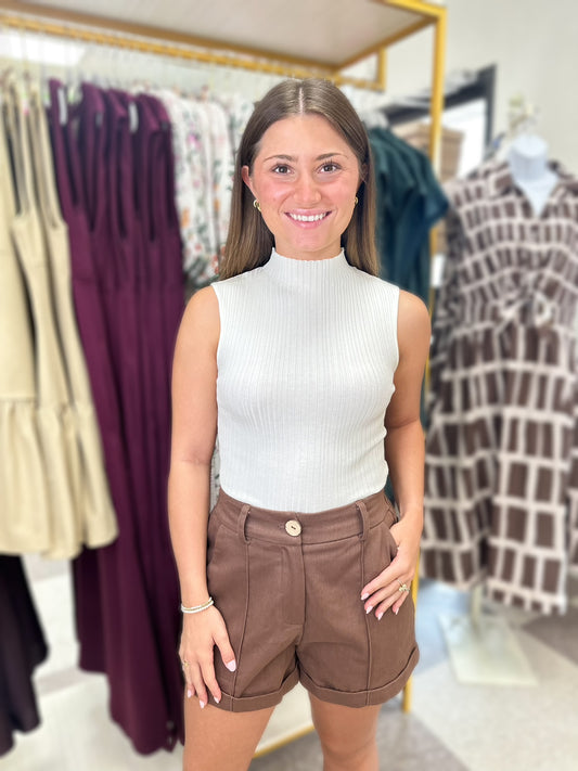 Dark Brown Cotton Shorts