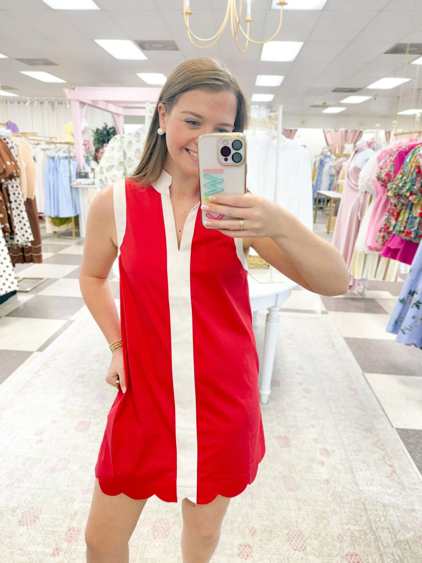 Palm Avenue Dress " Red/White"