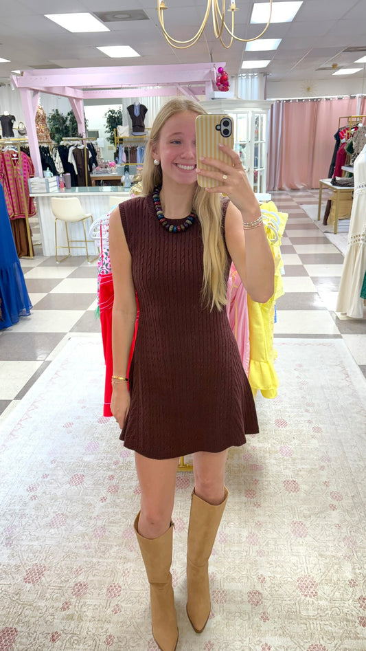 Sleeveless Sweater Dress (Brown)