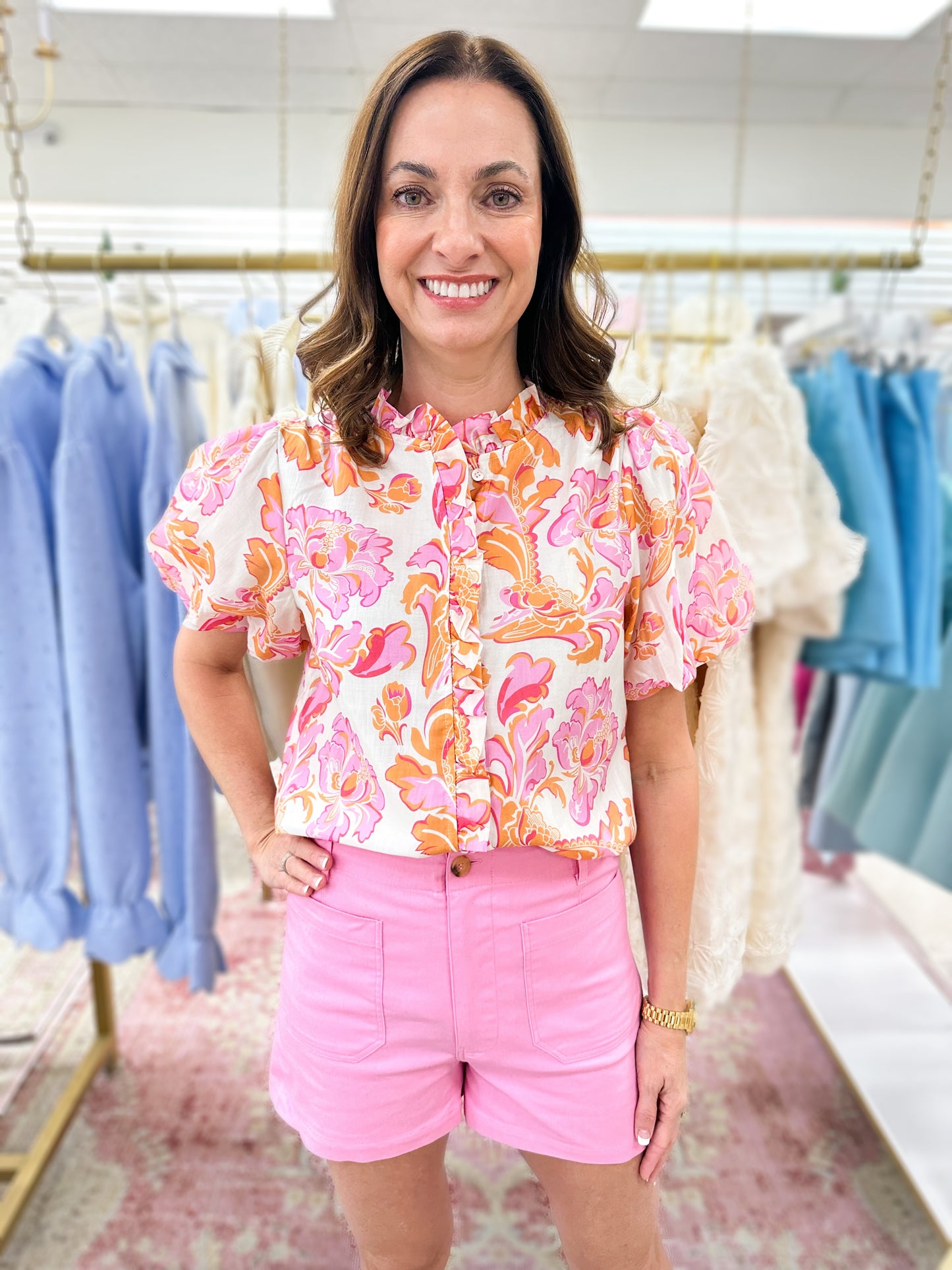 Gabby Pink High Waisted Front Pocket Shorts