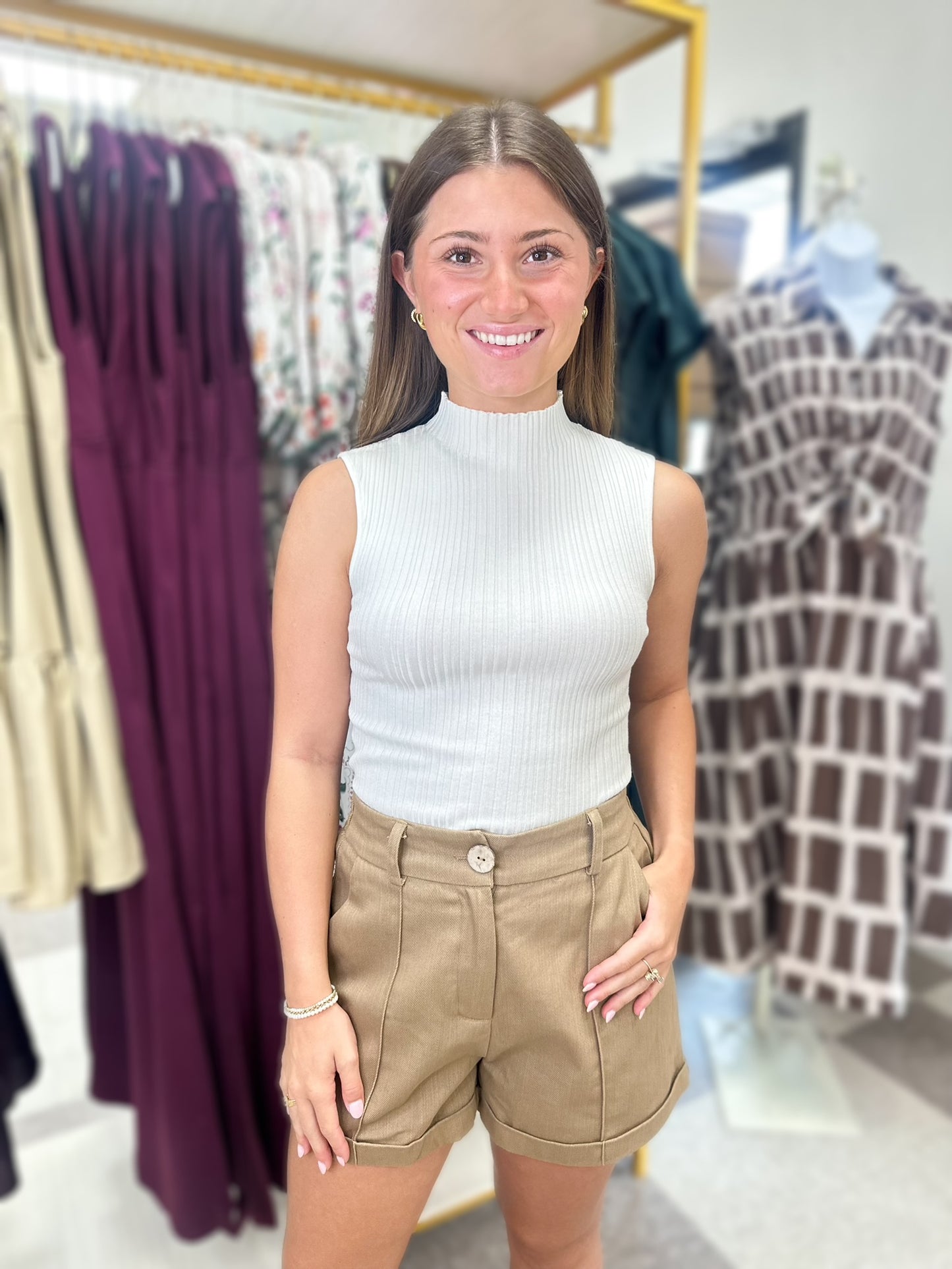 Light Brown Cotton Shorts