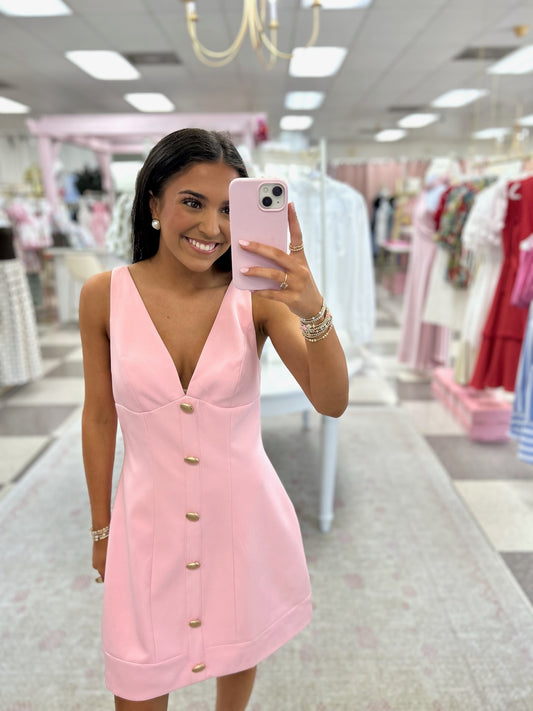Blush Brunch Button Front Mini Dress (Lt Pink)
