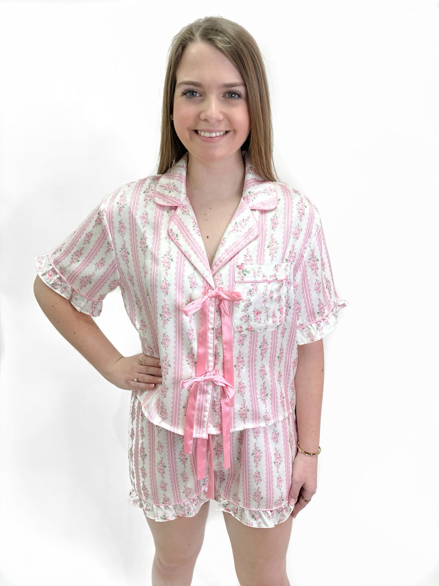 Floral Bow Pajama Set