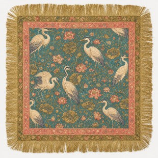 Blue Vintage Crane Scarf
