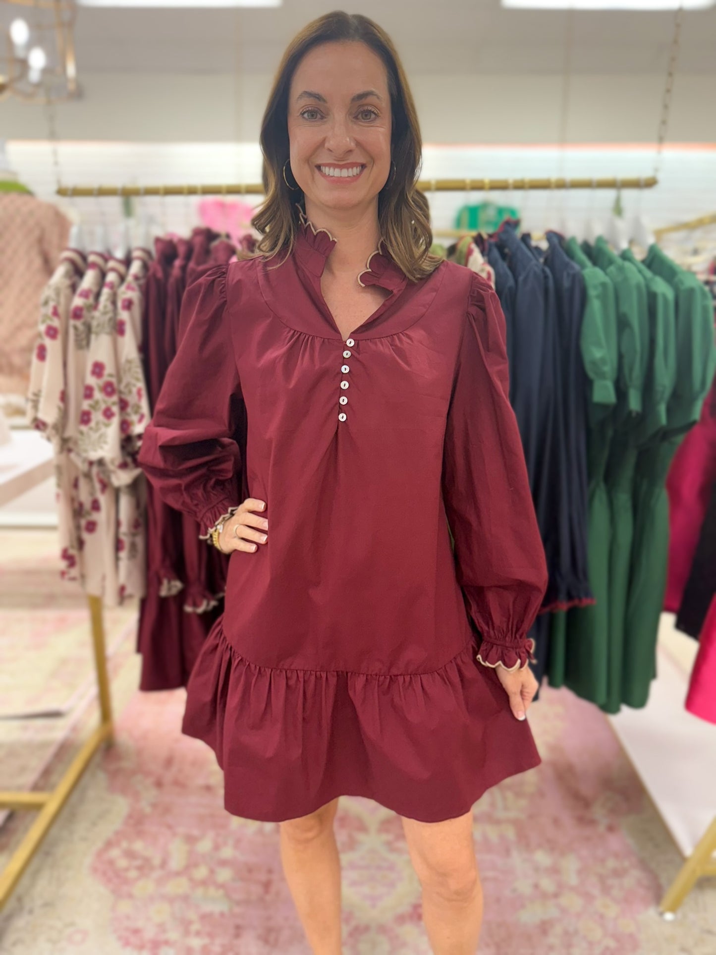 Everly Dress (Burgundy)