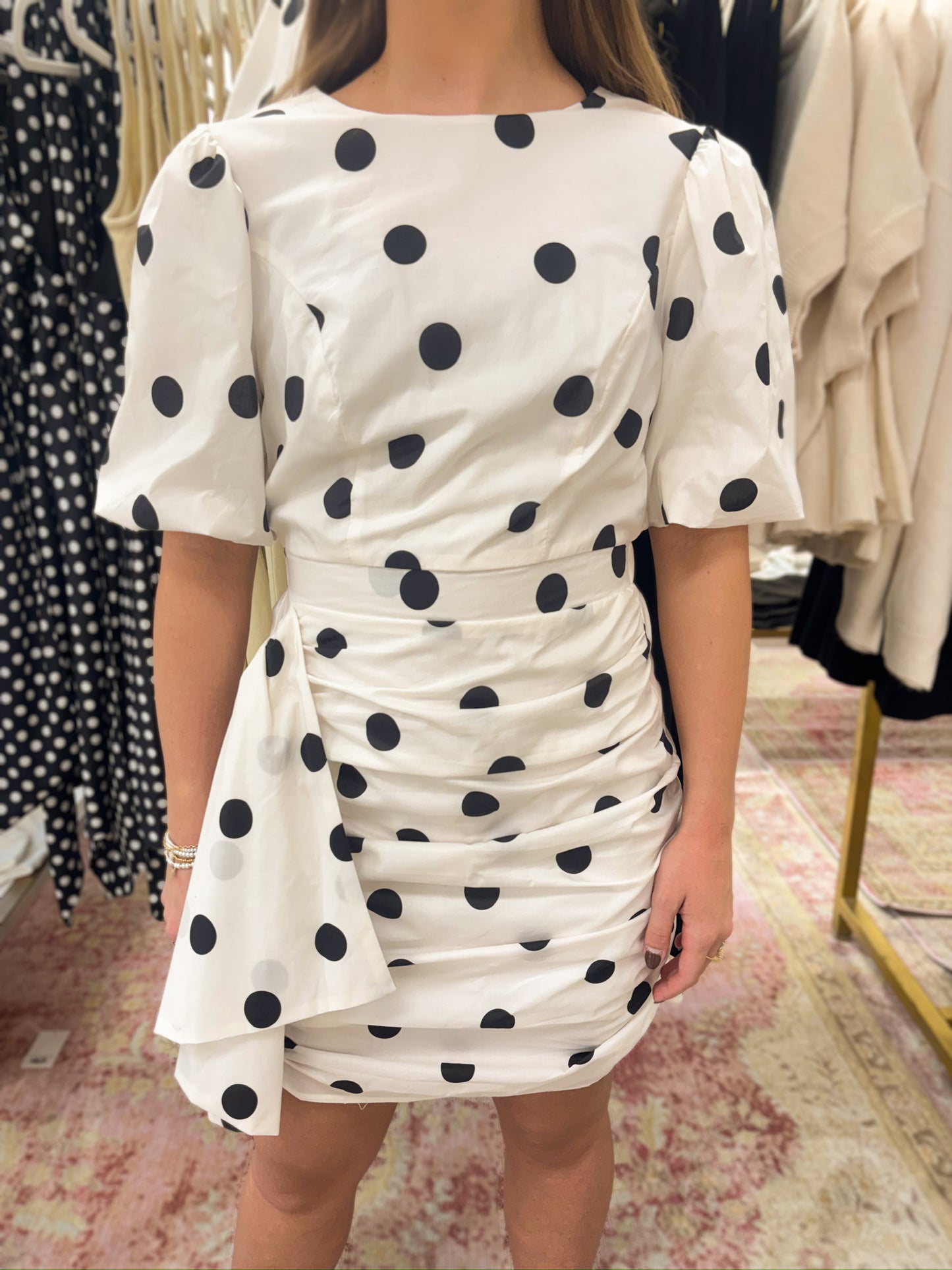 Shela White & Black Polka Dot Dress