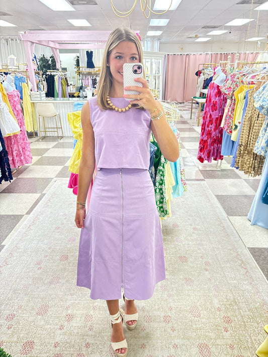 Jolie Lavender Zip Top Skirt Set