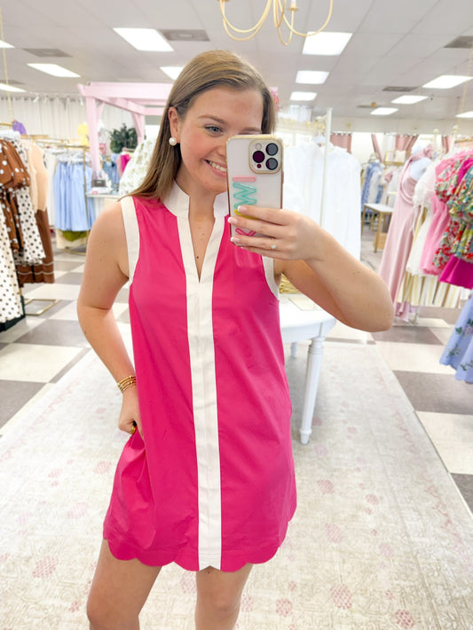 Palm Avenue Dress " Pink/White"
