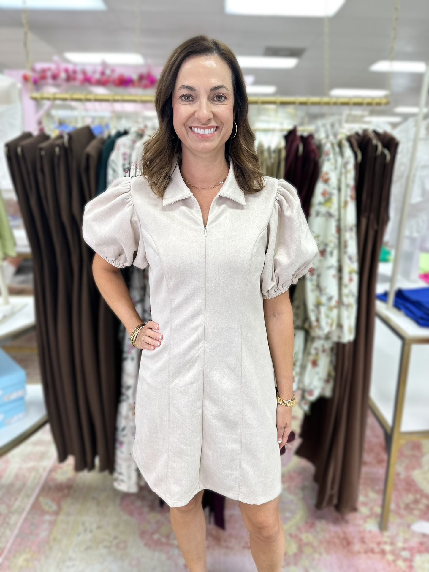 Suede Zip Mini (Cream)