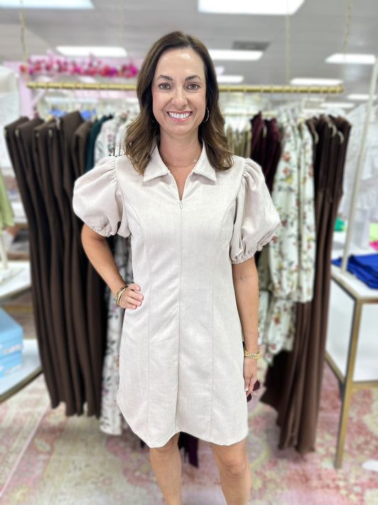 Suede Zip Mini (Cream)