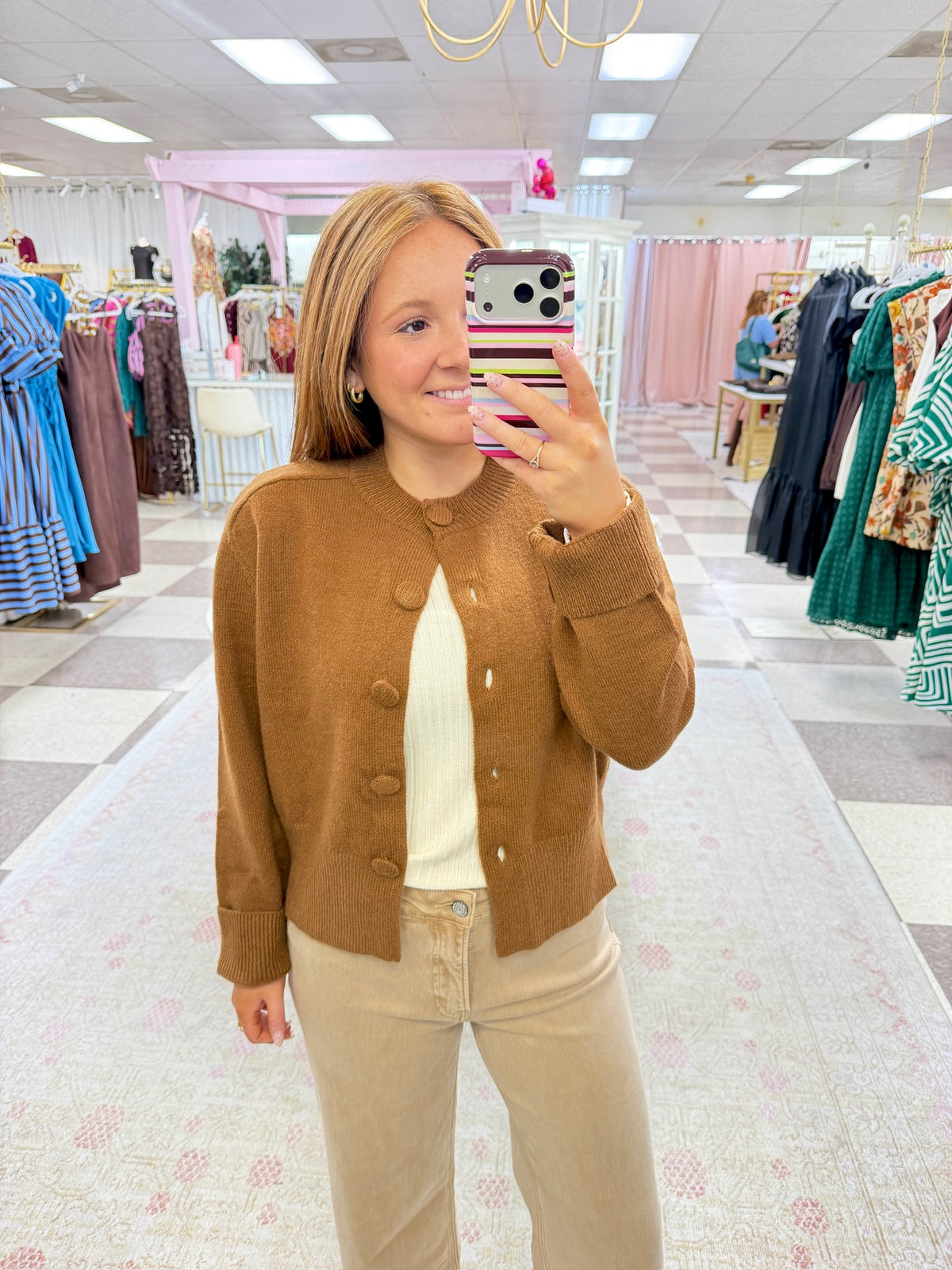 Camel Button Down Sweater