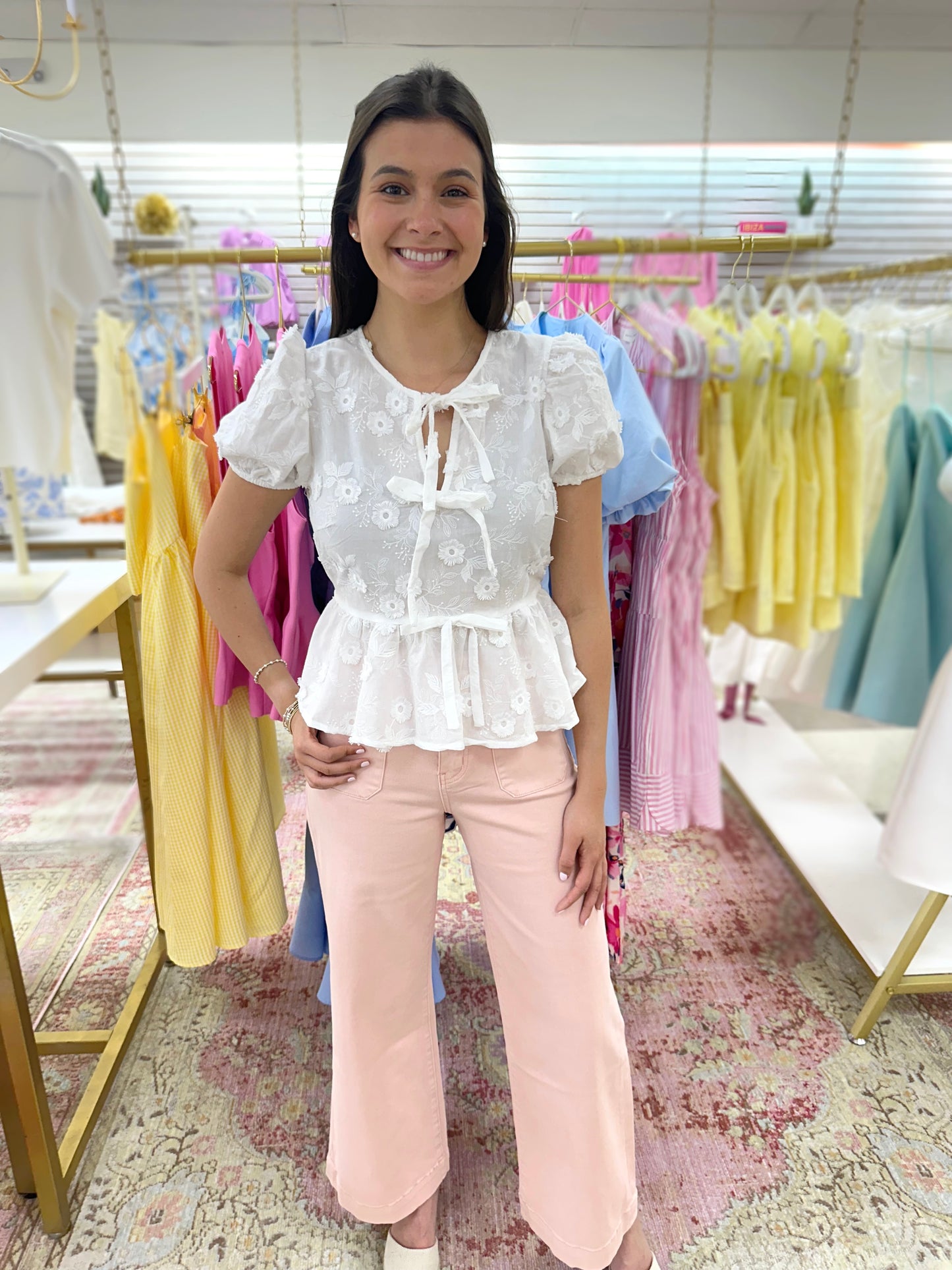 Melly Floral White Peplum Top