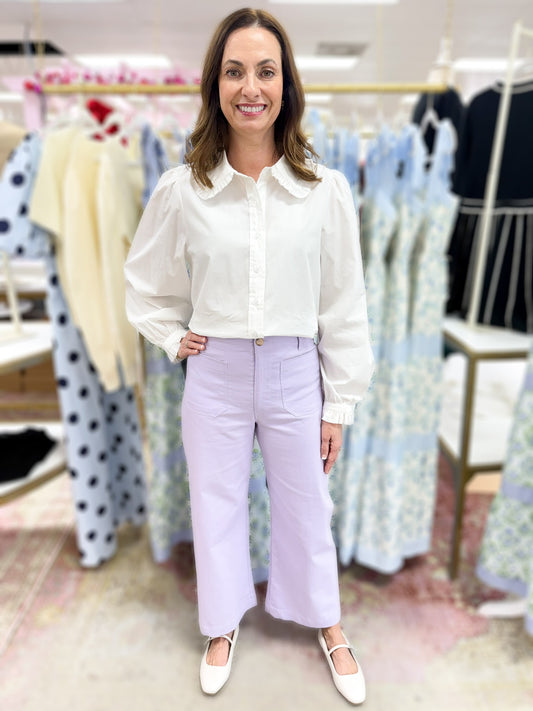 Julia White Collared Button Down Top