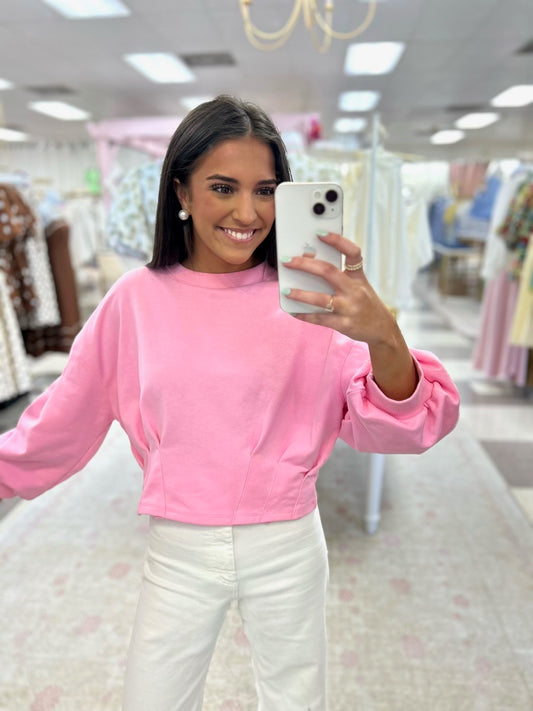 Paige Pink Pleated Top