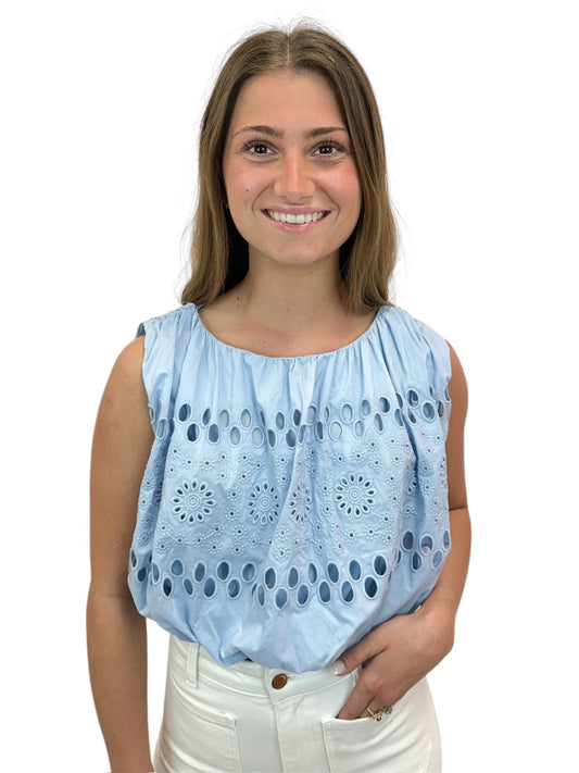 Baby Blue Eyelet Top