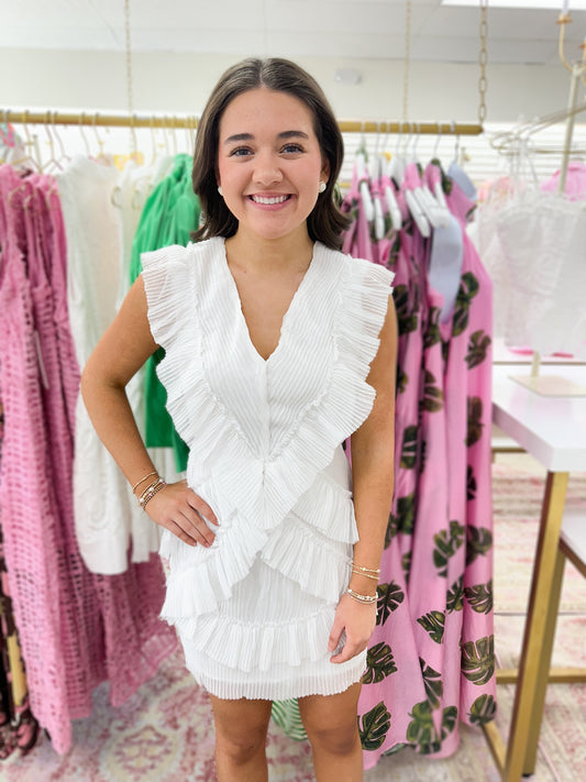 Romantic Ruffle White Dress