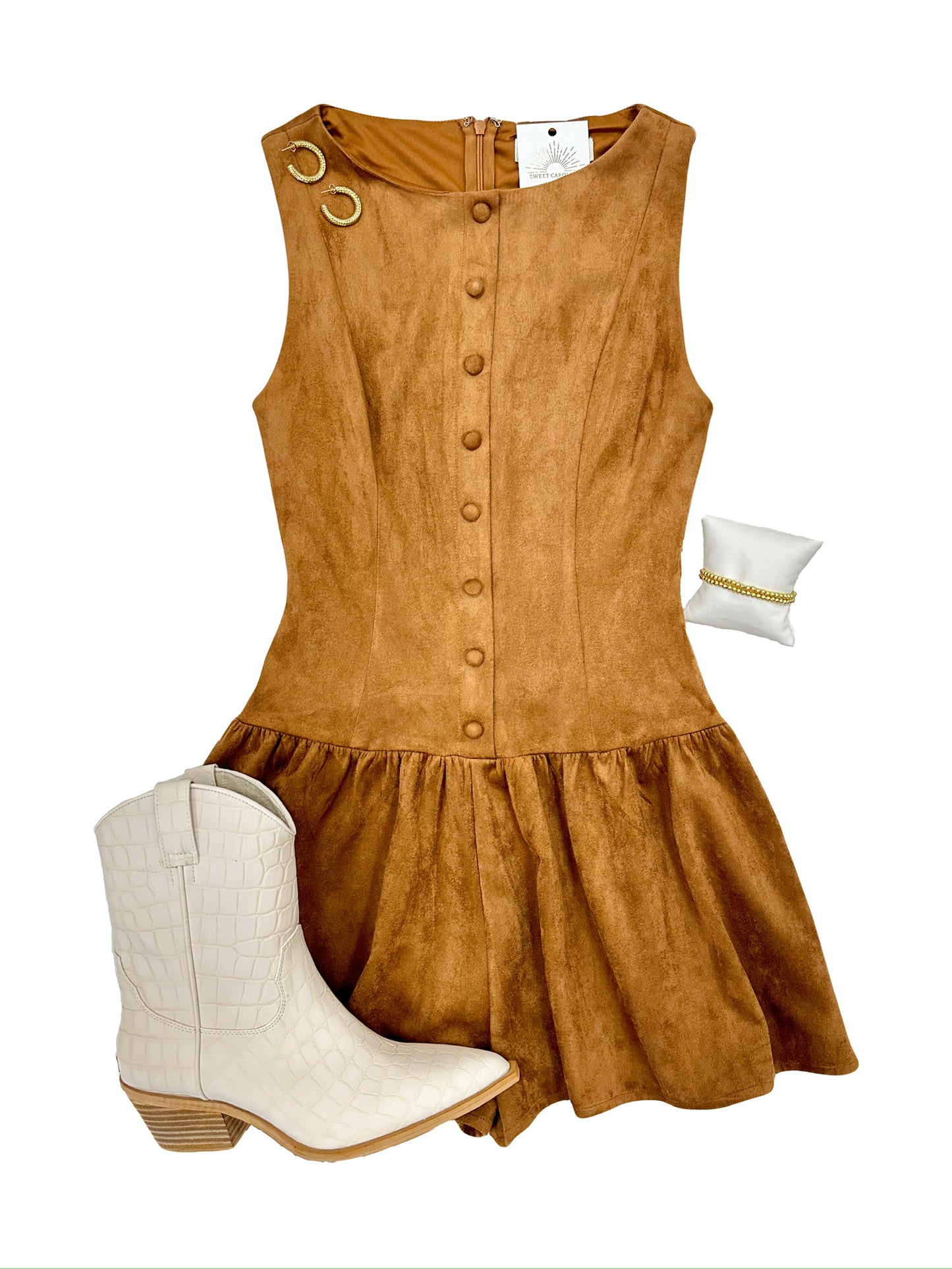 Button Down Suede Romper