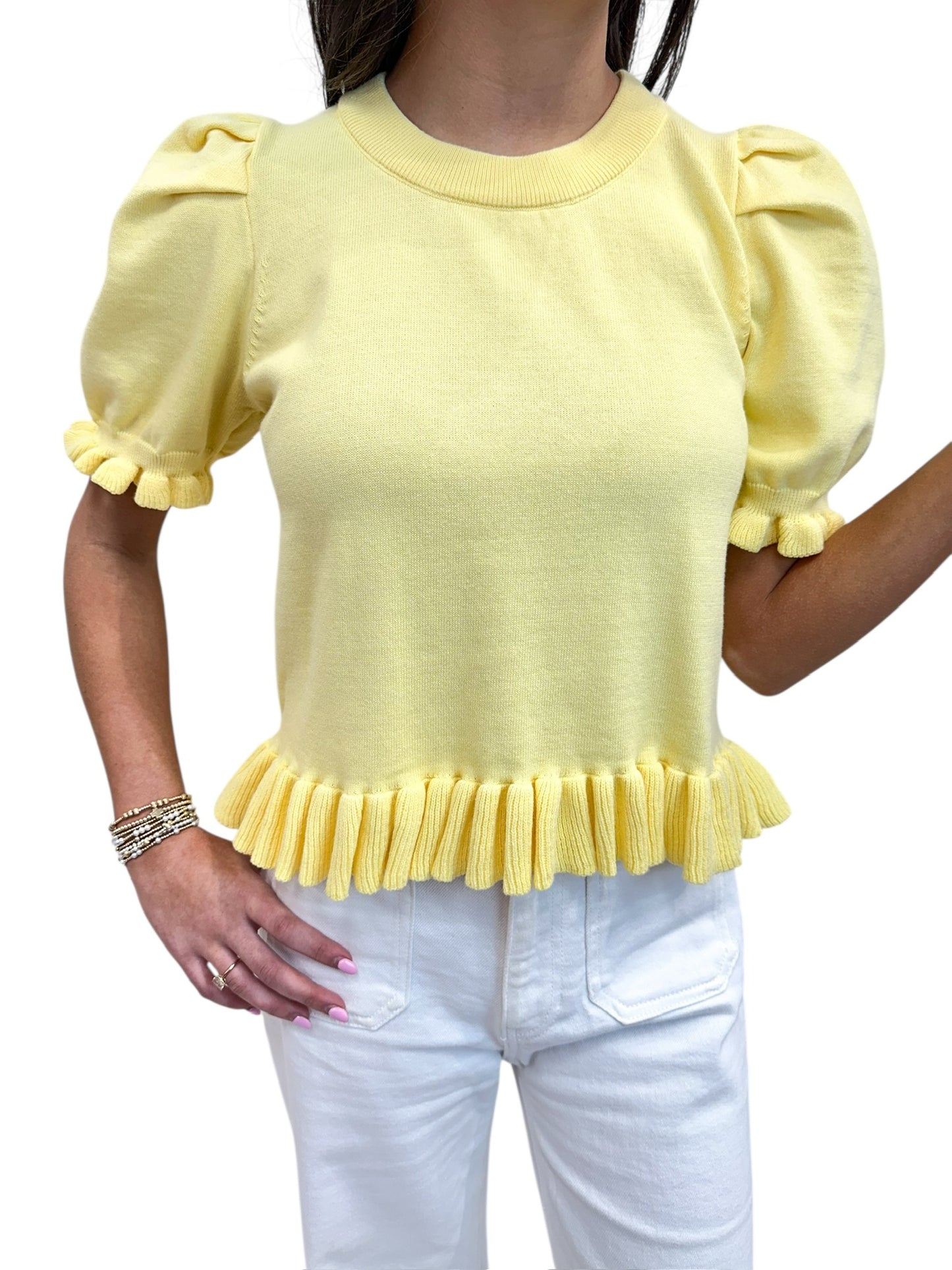 Lemon Slice Ruffle Hem Top