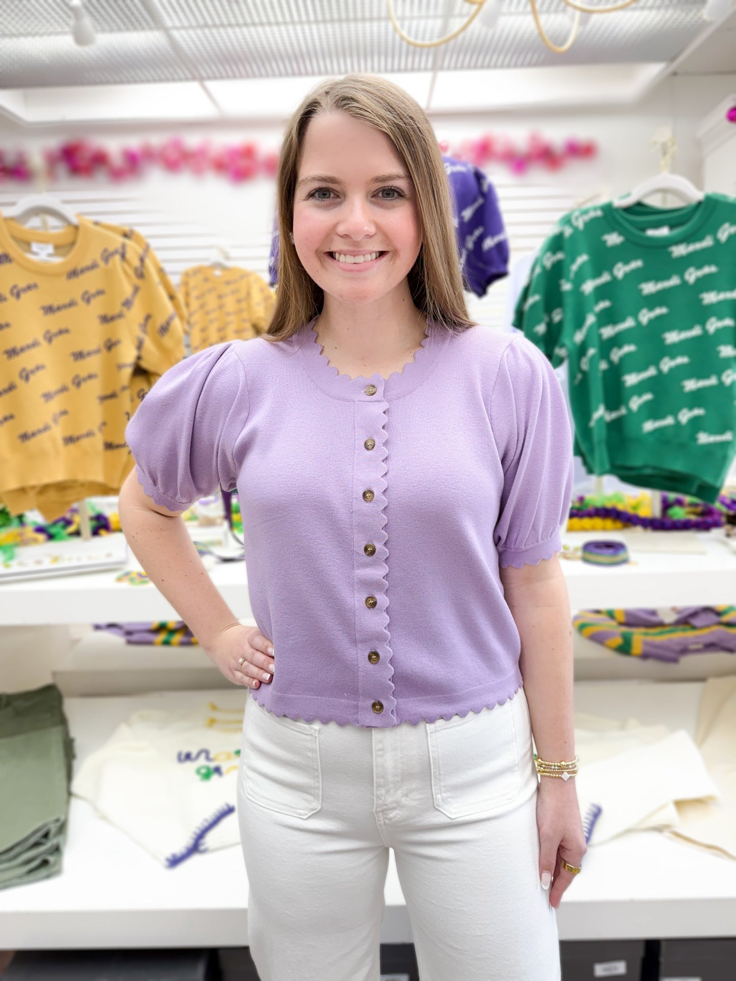 Sadie Scalloped Lavender Top