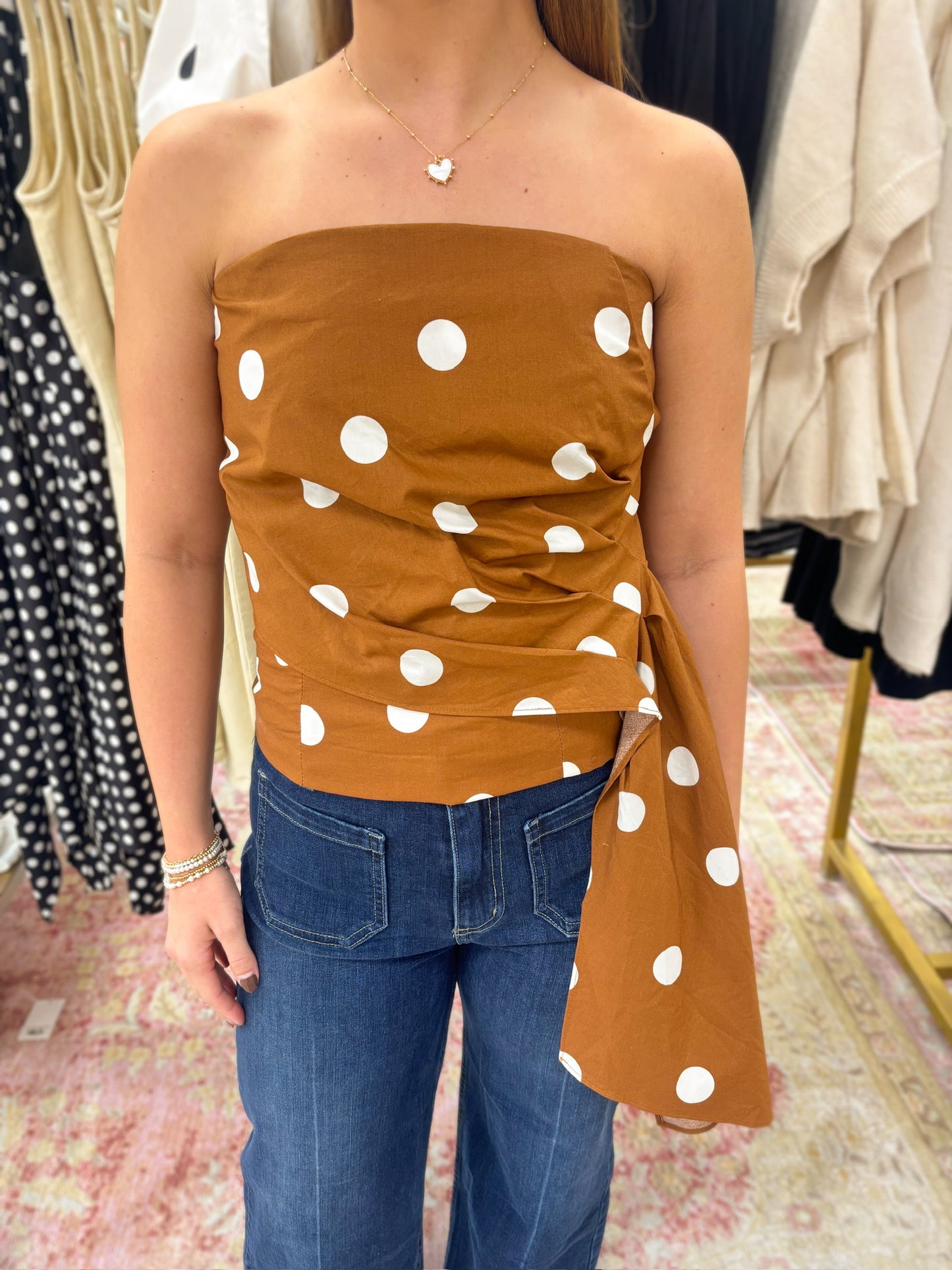 Sally Polka Dot Strapless Top