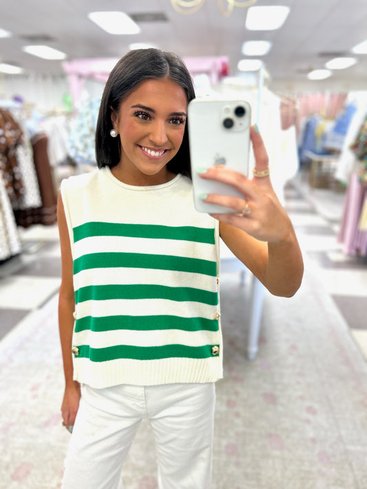 Savannah Green/White Stripe Top