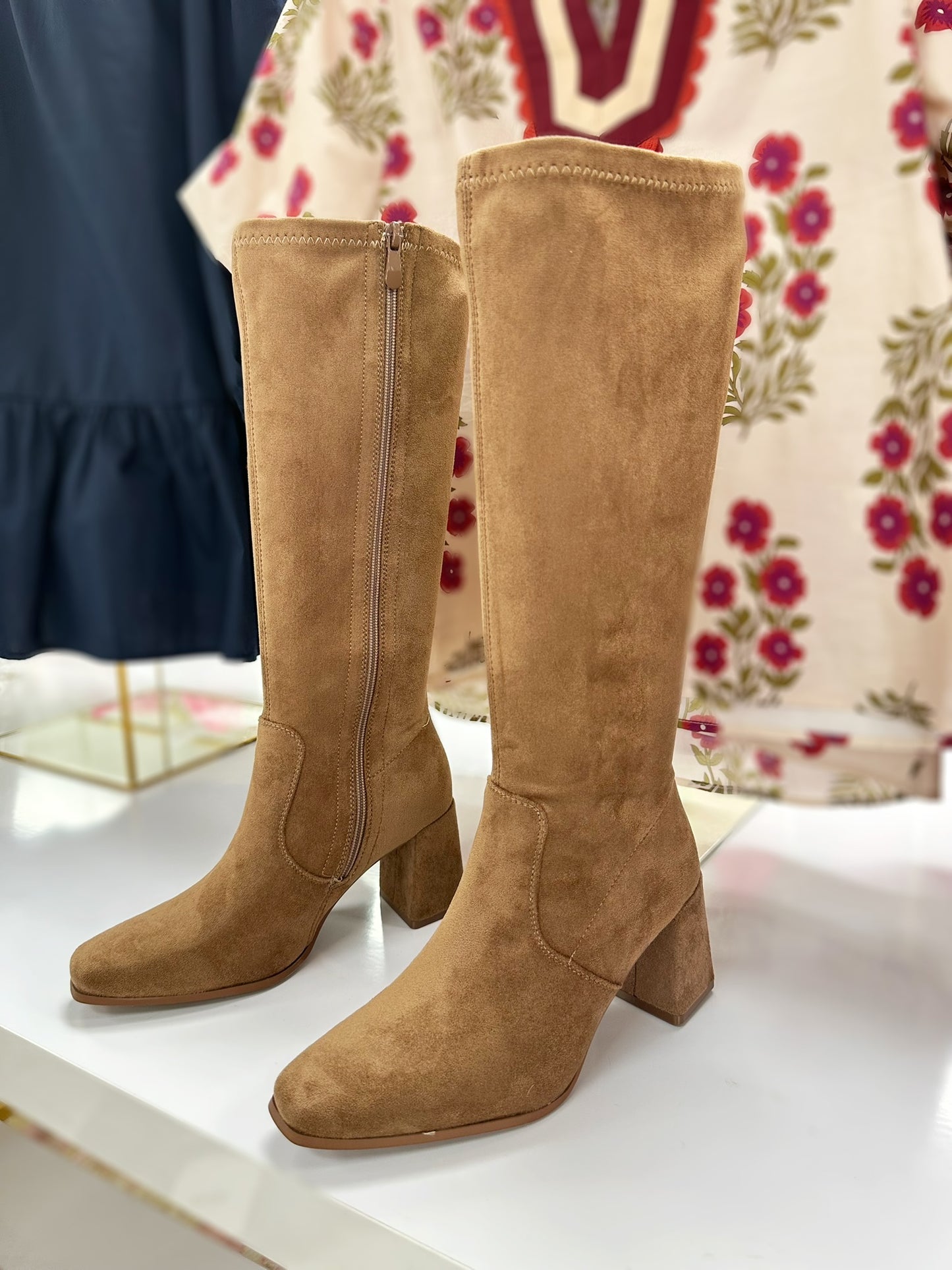 Brown Suede Heeled Boots