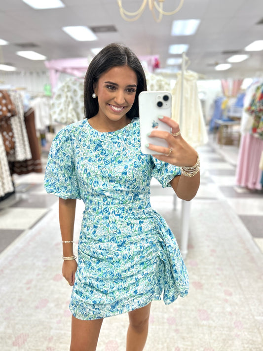 Elizabeth Blue Floral Mini Dress