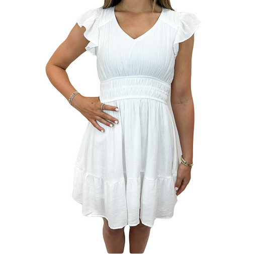 White Flowy Mini Dress