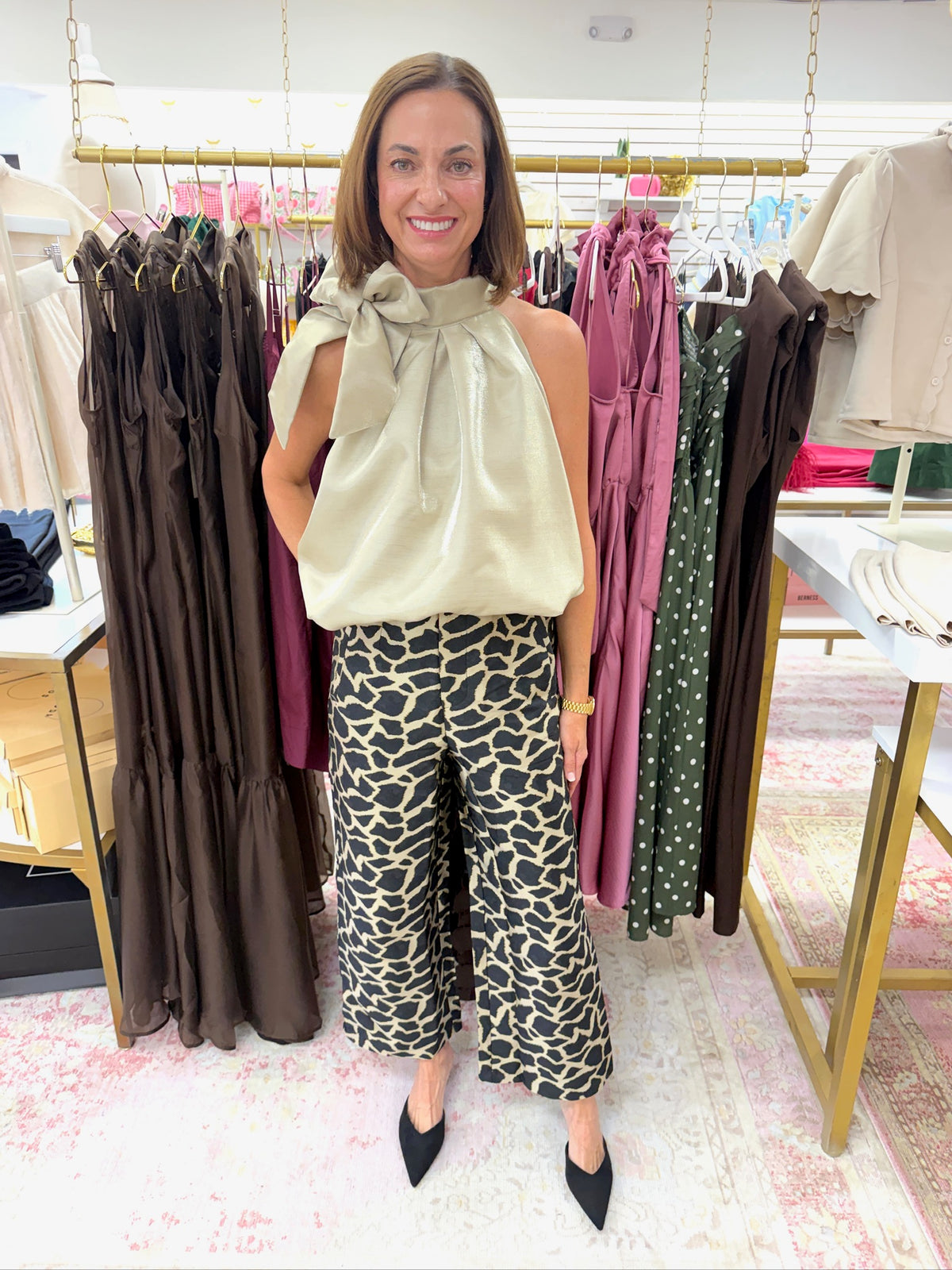 Tie at Neck Bubble Top (Taupe)