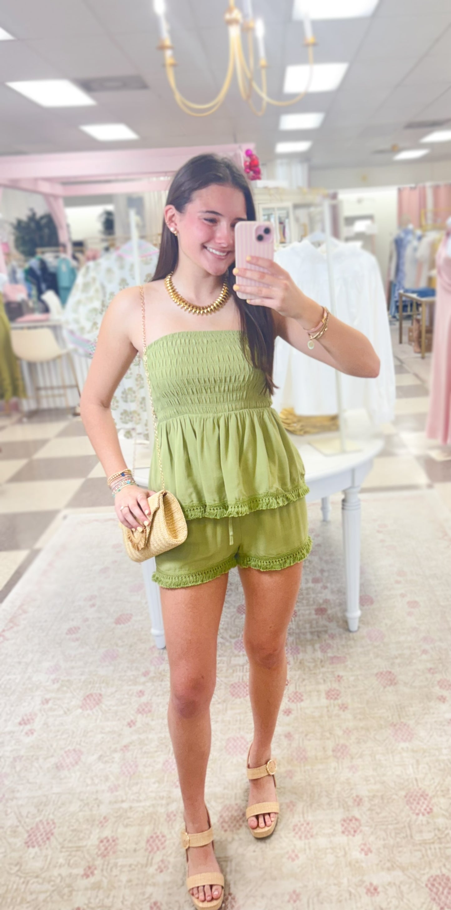 Lets Get Away Top/Short Set (Matcha)