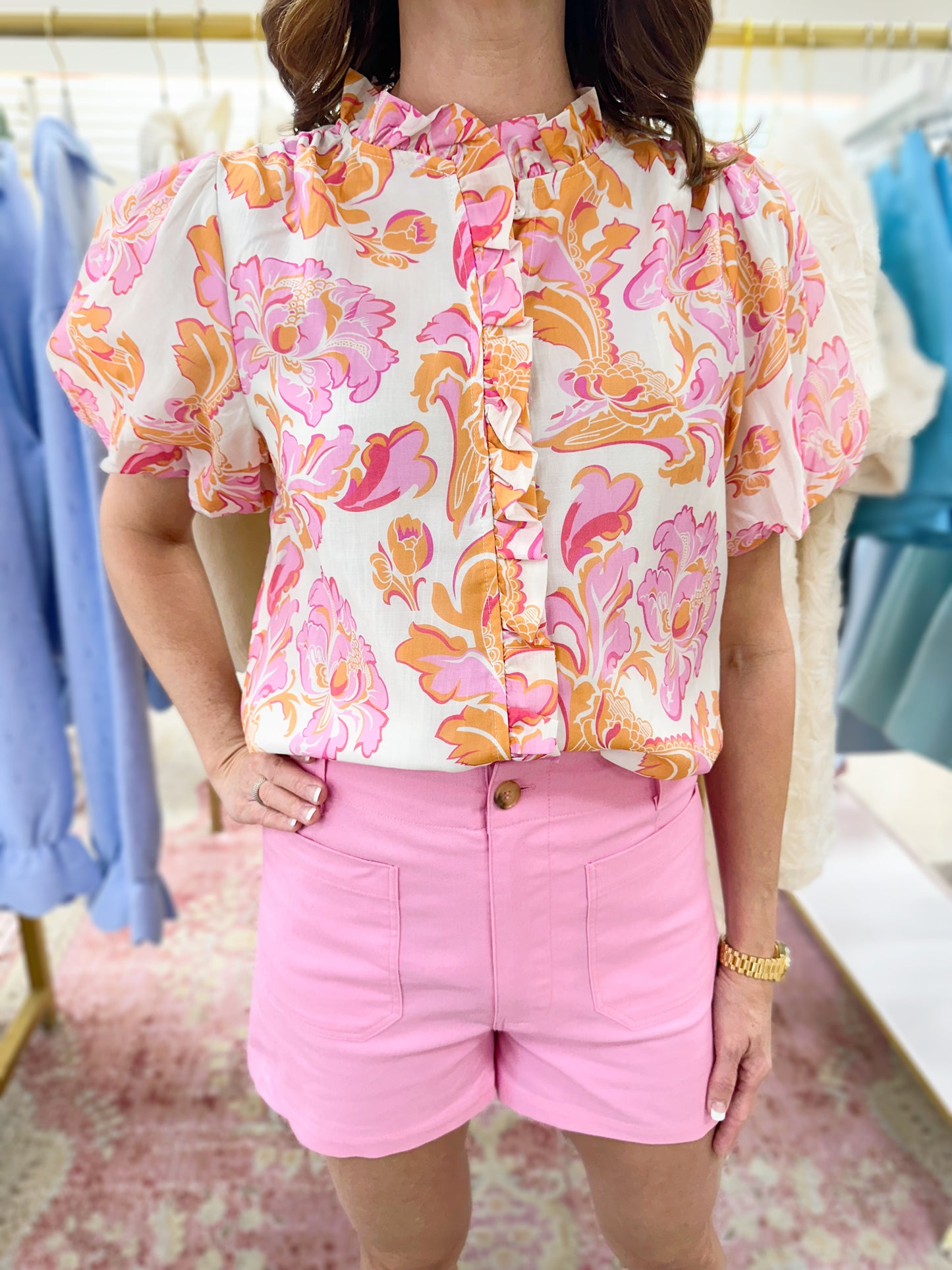 Gabby Pink High Waisted Front Pocket Shorts