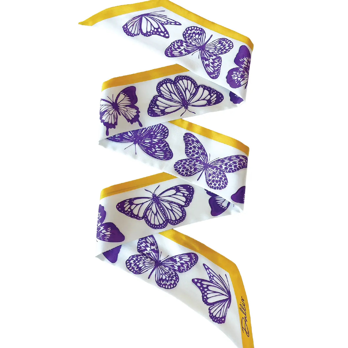 The Mariposa Twilly in Purple & Gold Scarf