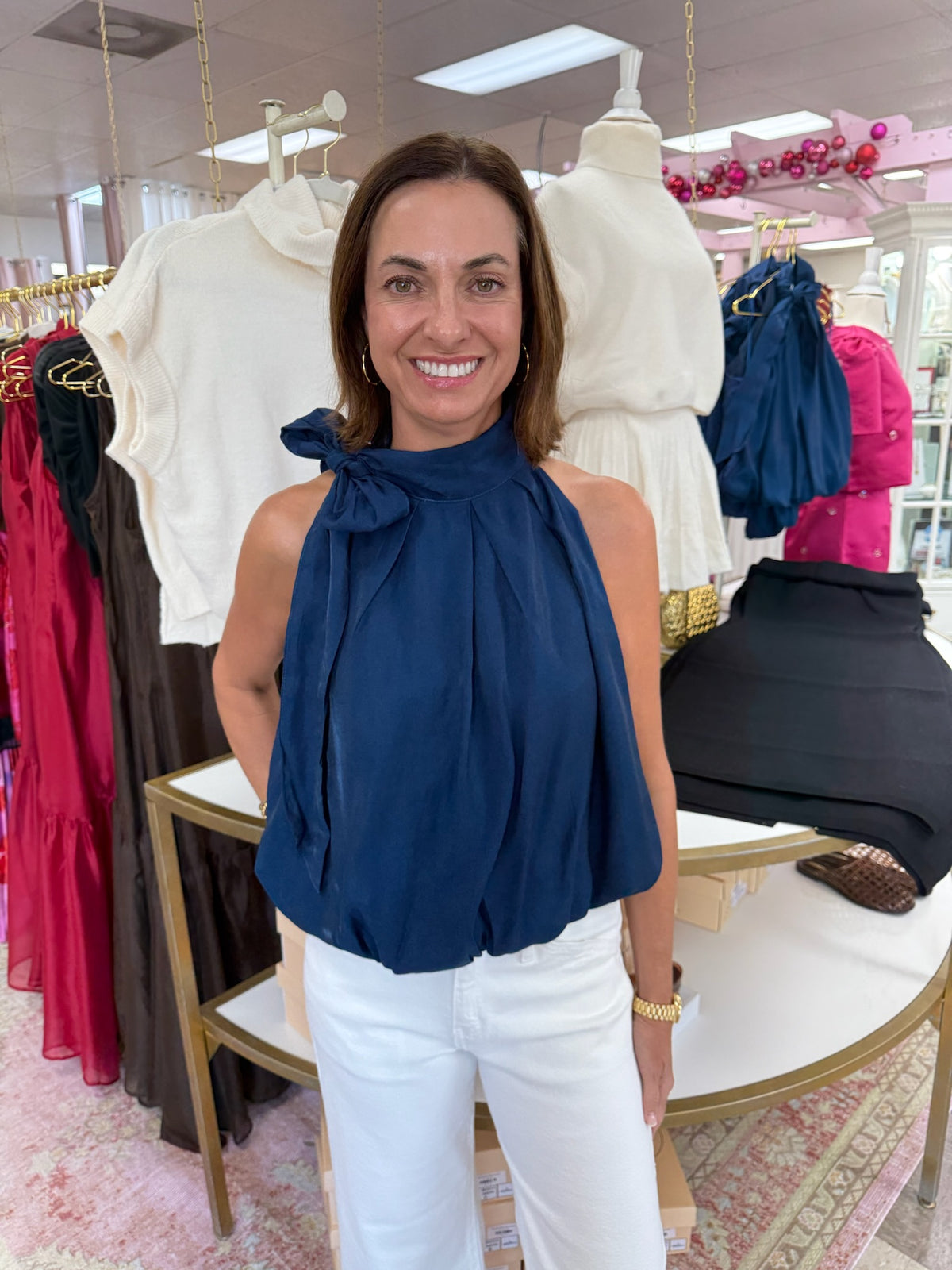 Navy Bubble Top