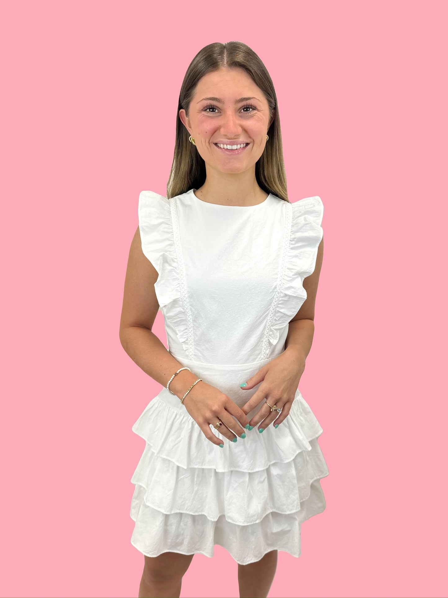 White Ruffle Mini Dress