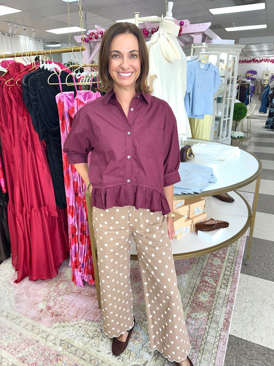 Burgundy Peplum Top