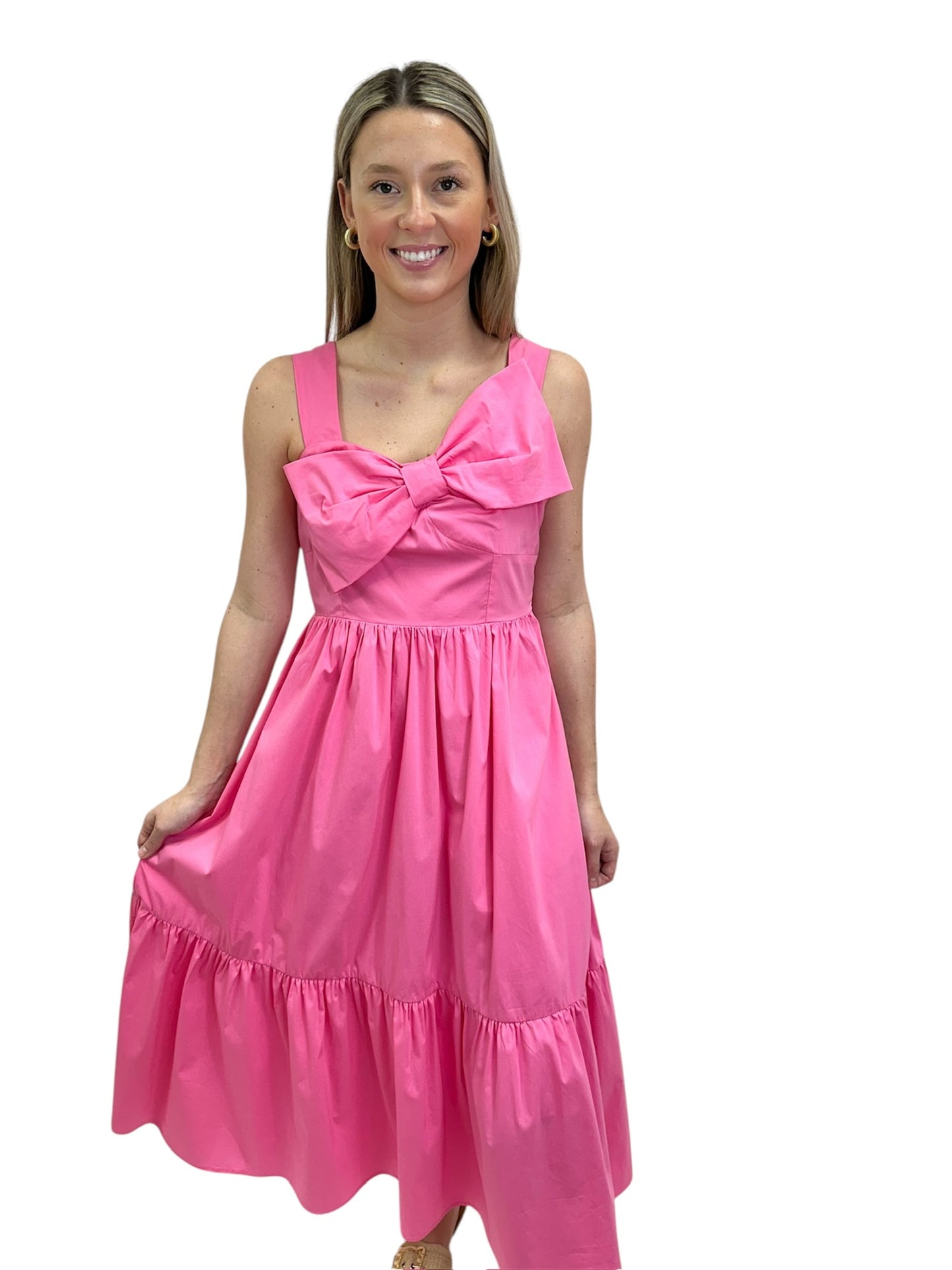 Pink Bow Midi Dress