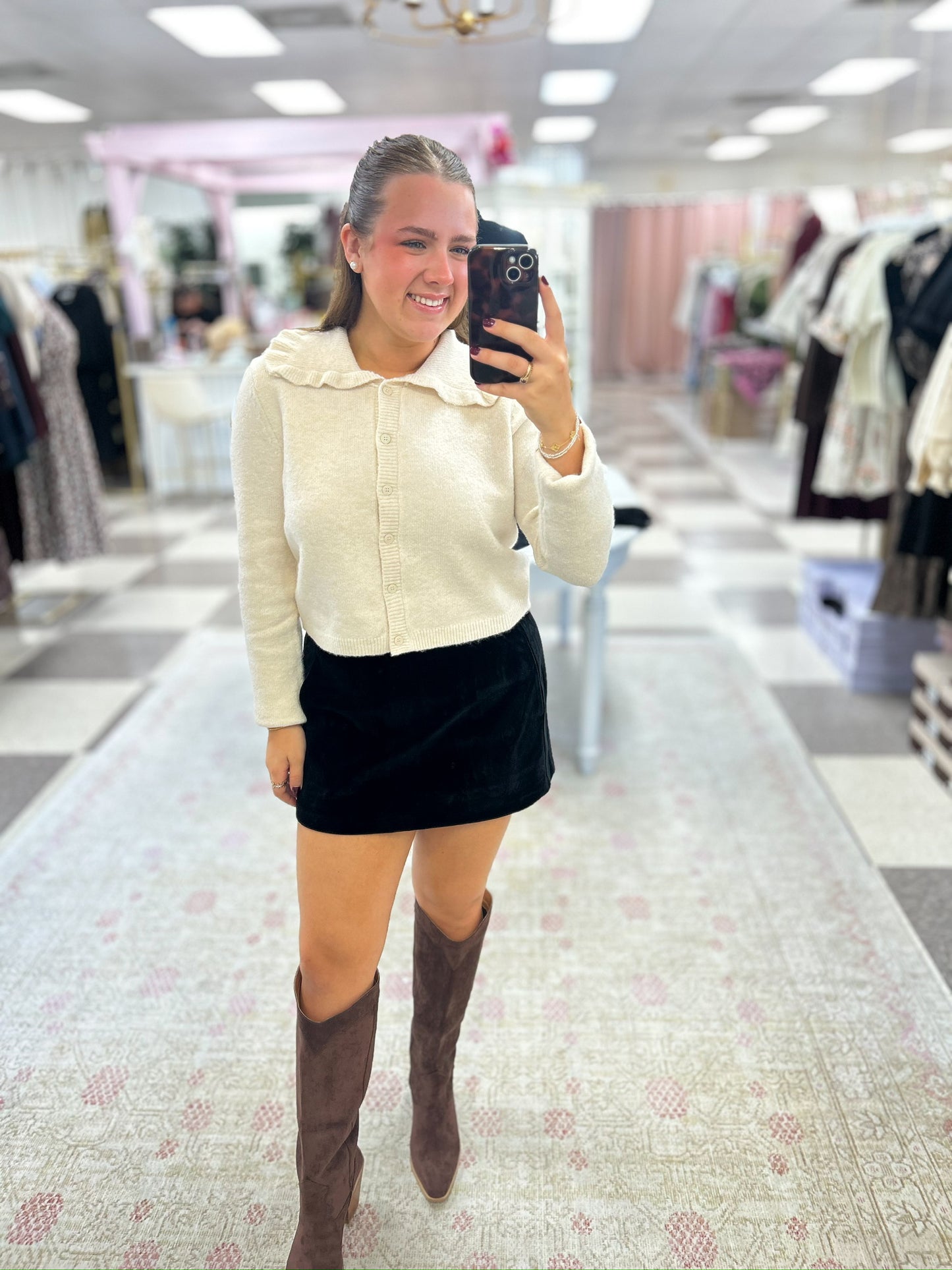 Cream Ruffle Collar Sweater