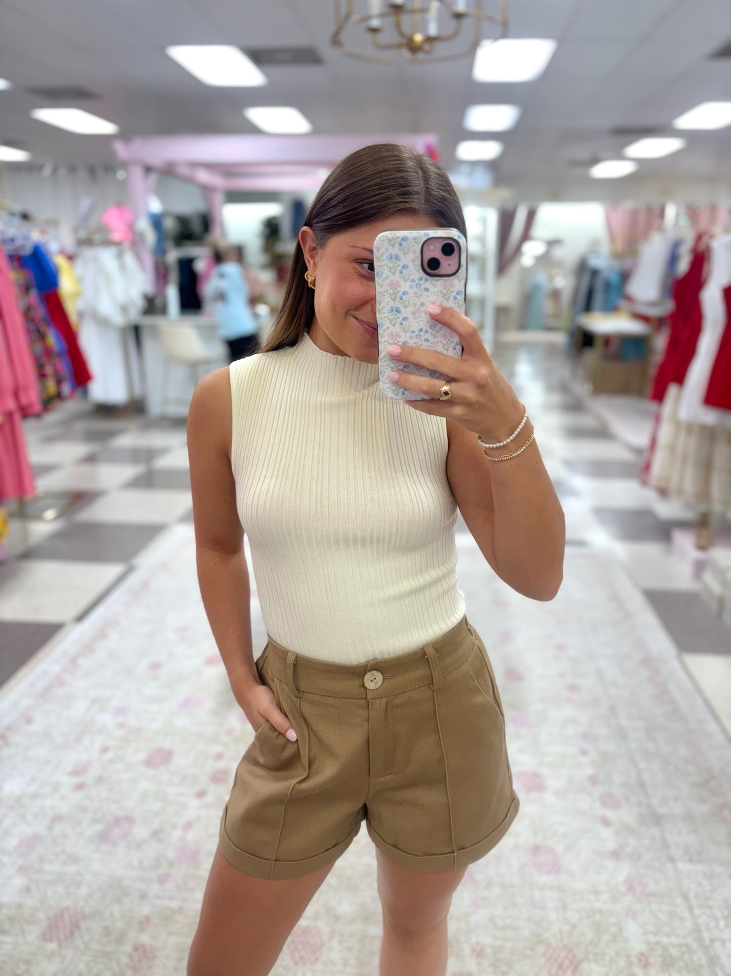 Light Brown Cotton Shorts