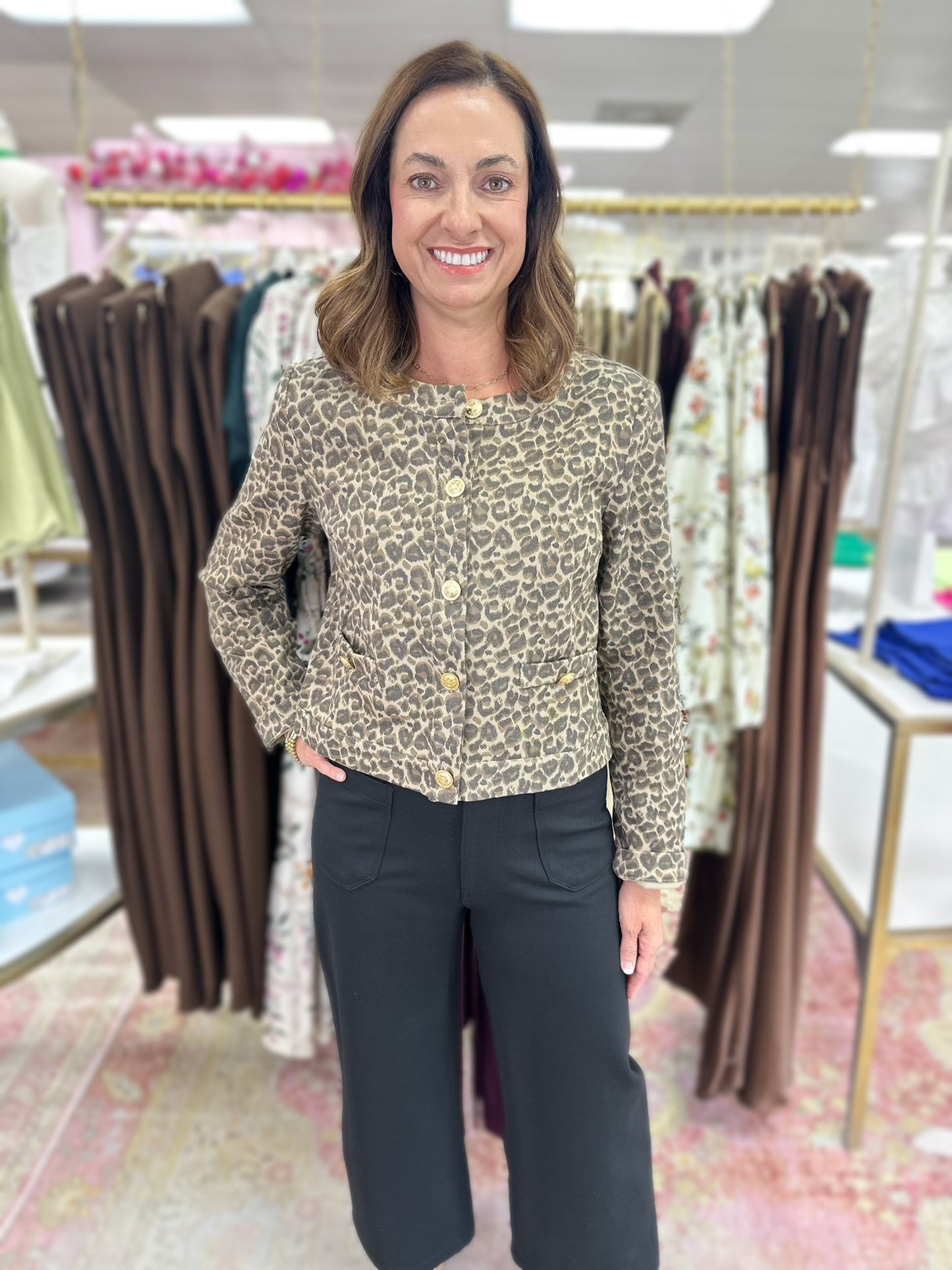 Cheetah Printed Button Down Jacket