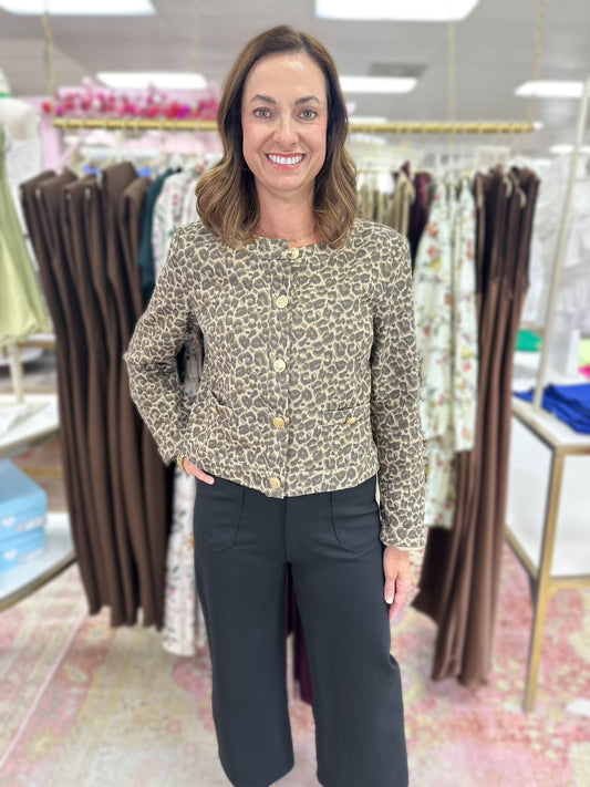 Cheetah Printed Button Down Jacket