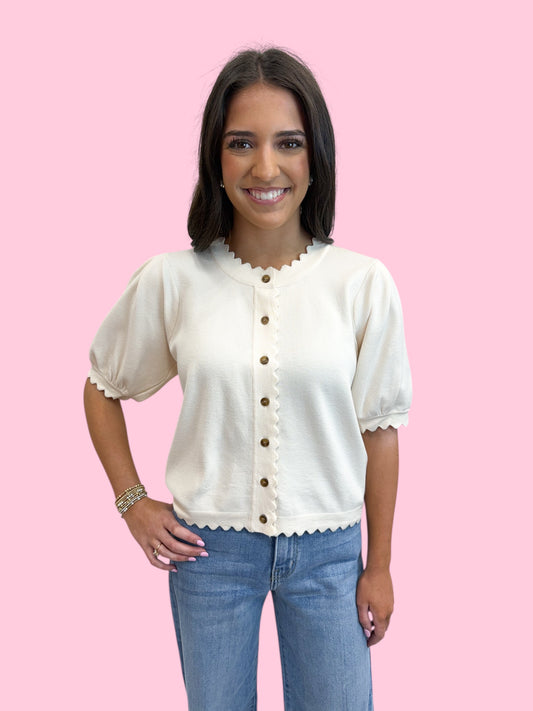 Sadie Scalloped Cream Top