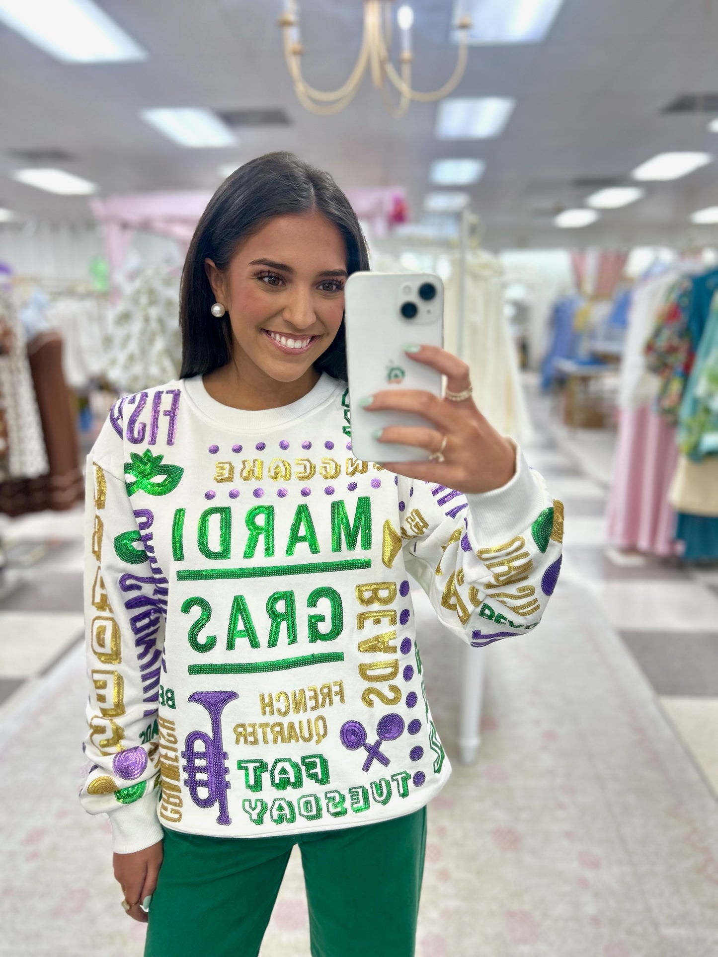 All Things Mardi Gras Sequin Sweatshirt