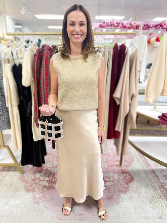 Diana Cream Satin Maxi Skirt