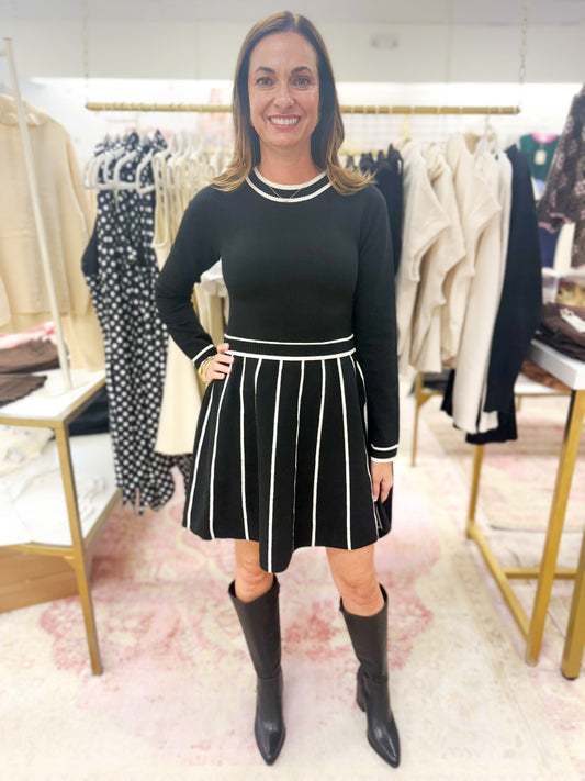 Ava Black & White Sweater Dress