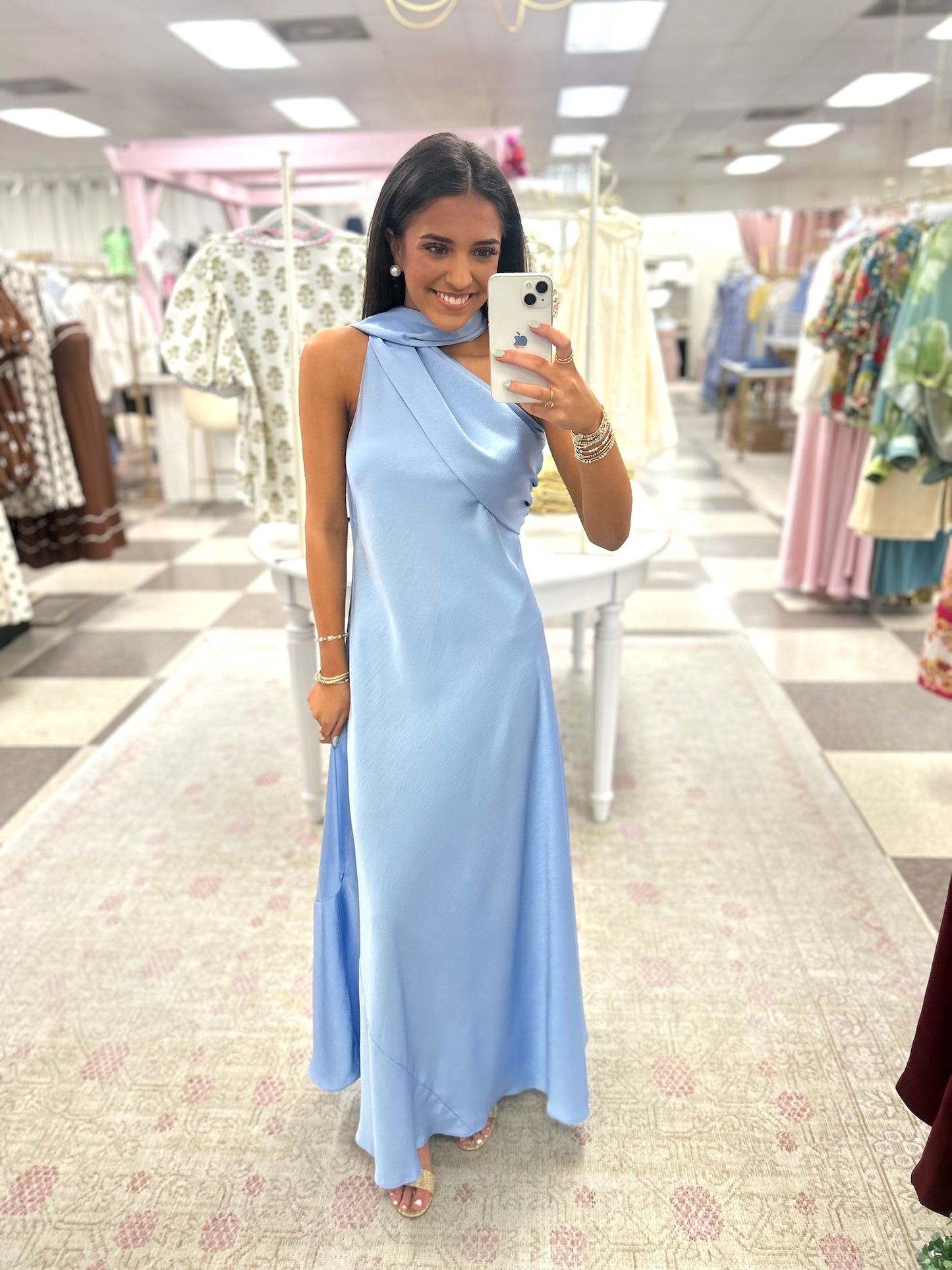 Lala Blue Silk Maxi Dress