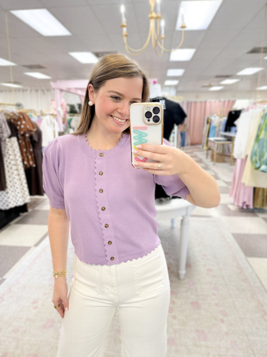 Sadie Scalloped Lavender Top