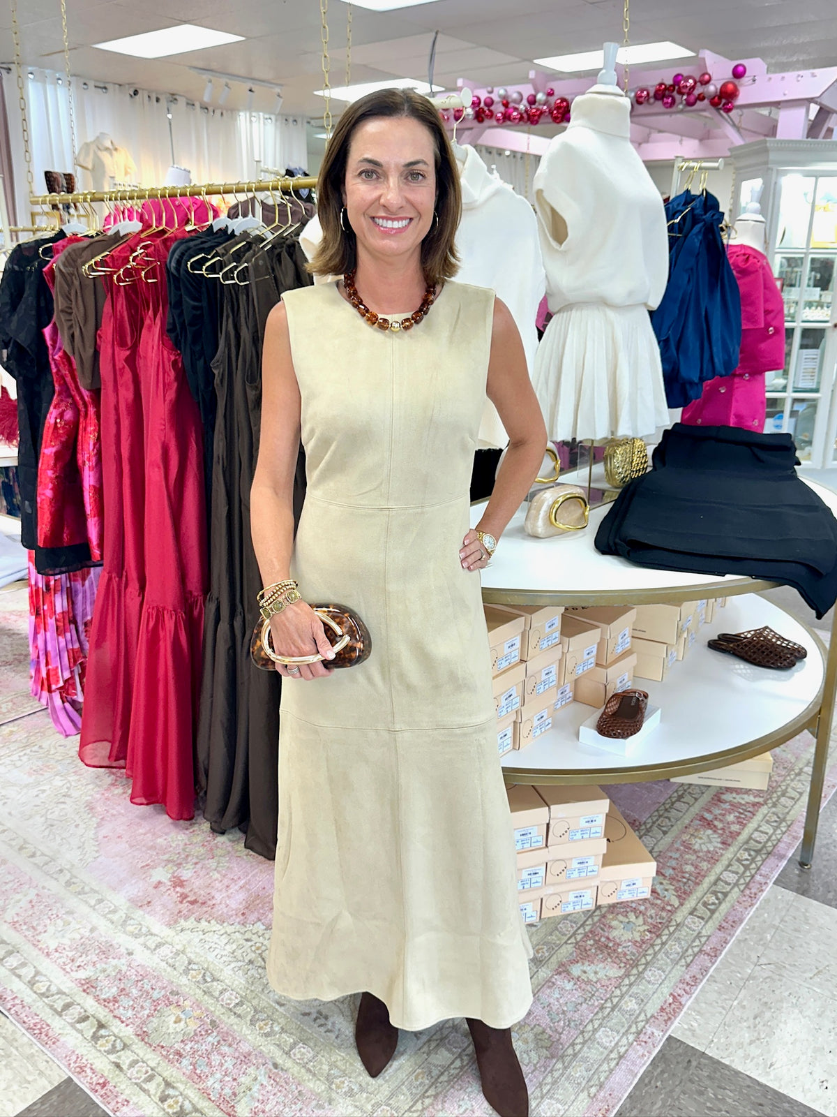 Suede Sleeveless Maxi Dress