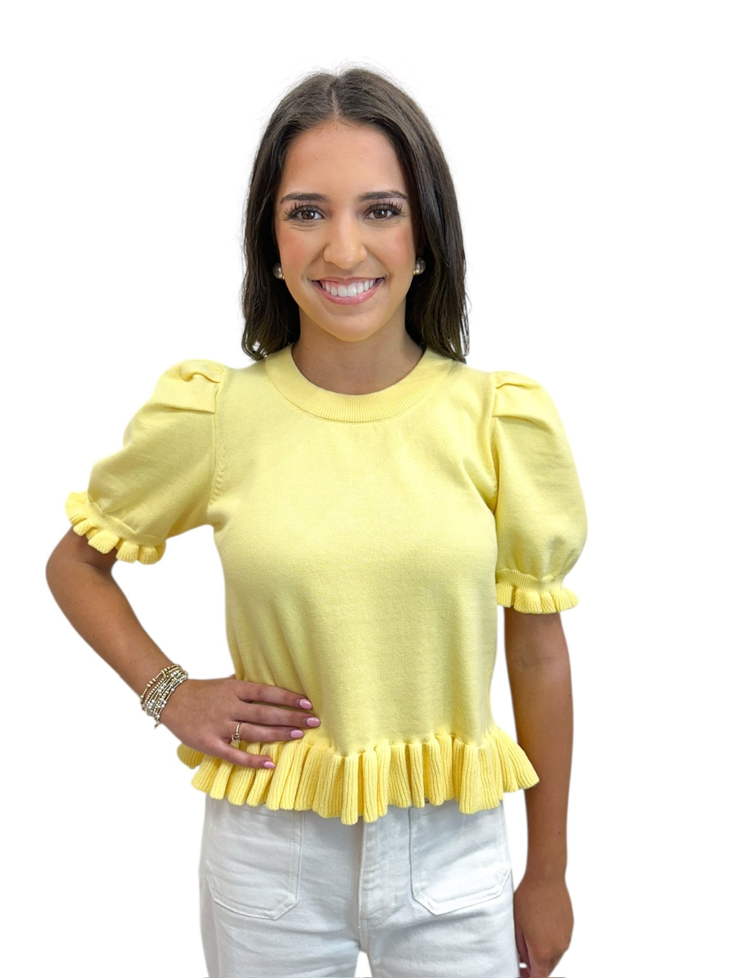 Lemon Slice Ruffle Hem Top