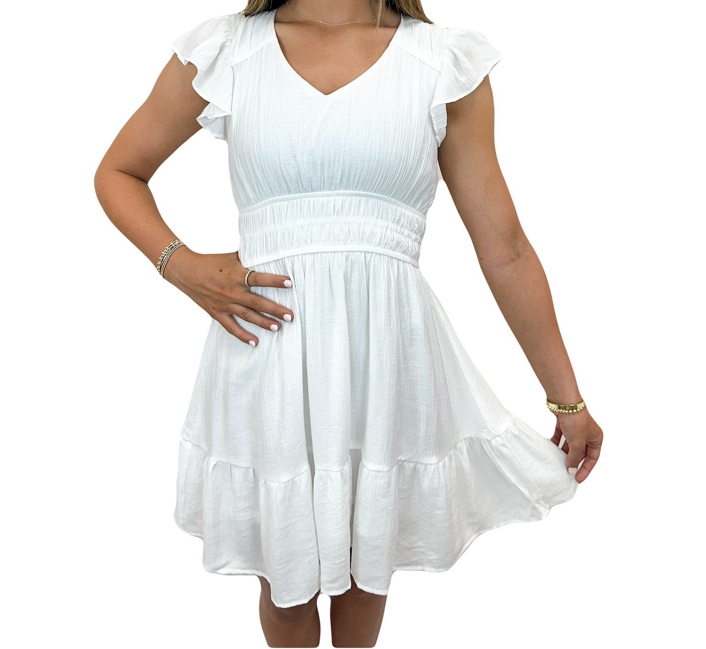 White Flowy Mini Dress